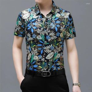 Men's Casual Shirts Short Sleeve Flower Printed Hawaiian Style Clothes Oversize Tops Seaside Holiday Personalized Summer Clothing M-4XL