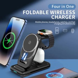 Chargers Wireless Charger för iPhone 13/14 Pro Max/12 Apple Watch/AirPods Pro 15W Wireless Charging Station för Samsung Note20 Z Flip 5