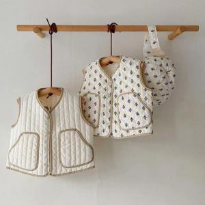 Schichten Herbst Herbst Winter Halten Sie warme Neugeborene Kleidung Jungen dünne Baumwollweste Jacke Infant Girls Mode Blumenmuster Jacke Mantel