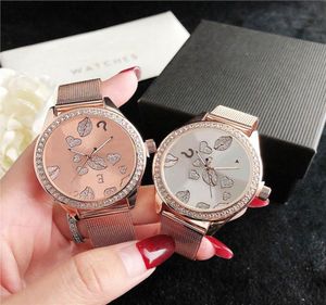 Märke Watches Women Lady Girl Big Letters Crystal Question Mark Style Metal Steel Band Quartz Wrist Watch GS 494854758