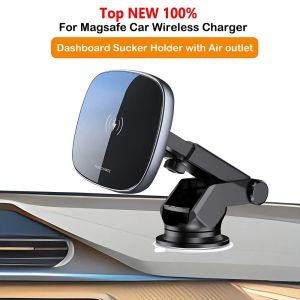 Laddare Magnetic Car Wireless Charger för Magsafe iPhone 12 13 14 15 Pro Max Phone Wireless Charging Sucker Holder On Dashboard Air Vent