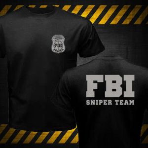 Футболки Fashion New FBI Sniper Team The Tshirt Double Men Men Cotte Oneck Tshirt Hip Hop Tees Tops Haruku