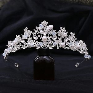 Takı Slbridal El Yapımı Alaşımlı Rhinestone Kristal İnciler Gelin Tiara Prenses Taç Düğün Saç Aksesuarları Kadın Giyin Prom Takı