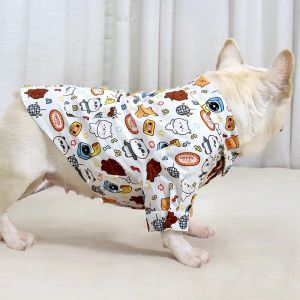 Jackets Cartoon Urso de camisa de cachorro gordo, traje de pug, figurino, algodão, verão, fino, roupas de bulldog francês, roupas de cachorro