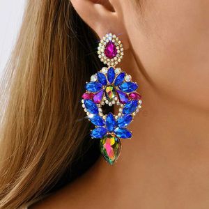 Dangle Chandelier Fashion Teardrop Crystal Glass Decor Big Dangle Drop Earrings Luxury Festival Party Charm Statement Pendant Jewelry Accessories d240323