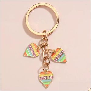 Other Home Decor Keychains Cute Enamel Keychain Letter Proud Heart Key Ring Love Chains Souvenir Gifts For Women Men Handbag Accesso Dhwtg