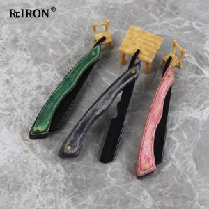 Clippers RIRON Barber Shaving Trimmer Wooden Handle Manual Folding Hair Beard Shaver Men's Straight Edge Razor Replaceable Blade