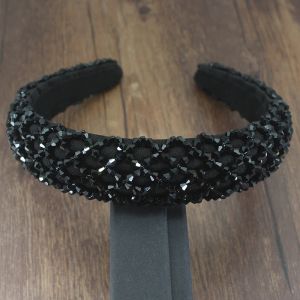 Jewelry Black Fashion Handmade Crystal Pearl Beaded Wide Sponge Hair Band Women Headwear Hair Accessories Headwear Pearl Flower Headband