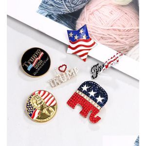 Pins, spille Trump Balch American IC Elezione Repubblicana Diamond Badge Commemorative WEY11555554005 Gioielli con consegna a goccia dhgtr