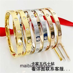 Pulseiras de joalheria de ponta para Carter Moda de bracelete feminina Personalidade popular Rose Gold Five Ten Diamond Bracelet Ring Men and Women Original 1: 1 com logotipo real