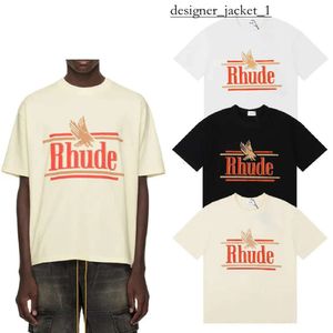 RHUDE HIP HOP STREETWEAR有名なデザイナーメンズTシャツトレンディなrhudeシャツ高品質半袖グラフィックプリント服クイックドライルードシャツポロTシャツ9566