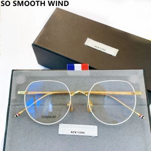 Lenses Thom Brand Titanium Round Optical Eyeglasses Men Women Tbx914 Glasses Frame Myopia Prescription Reading Eyewear Tbx812&tbs126