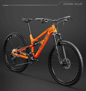 バイク27.5インチソフトテールマウンテンバイクダブルダンピング30/33スピードマウンテン自転車下り坂DH自転車油圧ディスクブレーキY240423