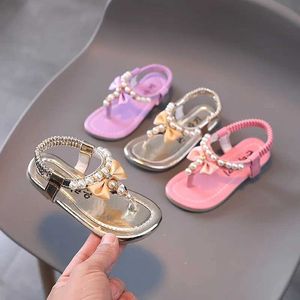 Сандалии моды моды с розовым витрином розыгрыши для девочек сандалии 2024 летние детские пляжные туфли для девочек в стиле богемии.