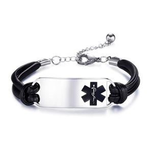 Charm Bracelets Charme Armbänder neuer Luxusdesigner Edelstahl Damenmedizinische ID -Kette Lederarmband Weihnachtsgerichtsband Juwel DHV2I