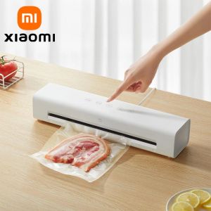 Sealadores Xiaomi Mijia 220V Vacuum Sealers Machine com sacos de vácuo de 10pcs grátis para a cozinha de alimentos domésticos a vácuo Máquina de embalagem