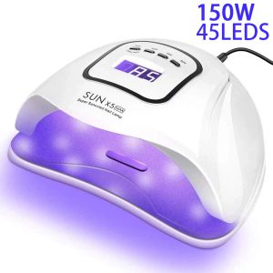 Kits UV Gel Nail Lamp 150W UV Nail Dryer LED -ljus för Gel Polish4 Timers Professionella nagelkonsttillbehör Curing Gel Toe Nails