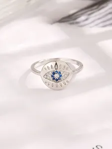 Cluster Rings 2024 Factory Product 925-Silver "Blue Eye" Ring With Zircons Fashion Sweet Style For Daily Wear Or As A Gift