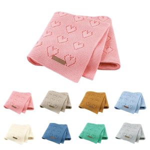 Ställer in bomullstickad baby filtar nyfödda för pojkar flickor barn filt barnvagn sängkläder täcken wrap spädbarn muslin swaddle100*80 cm