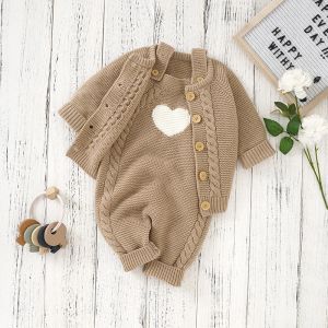 Yeni doğan bebek giysileri set set örme bebek çocuk uzun kollu ceket +kolsuz tulum moda katı yürümeye başlayan kız çocuk üst +romper 2pc