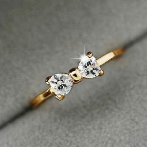 Bands Fashion Austria Crystal Rings Gold Color Finger Bow Ring Wedding Engagement Cubic Zirconia Rings For Women Wholesale New