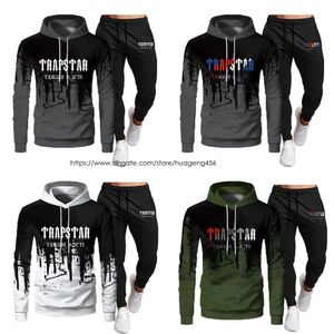 Men's Jackets Tracksuit Trapstar Brand Printed Sportswear T Shirts 16 Colors Warm Two Pieces Set Loose Hoodie Sweatshirt Pants Jogging