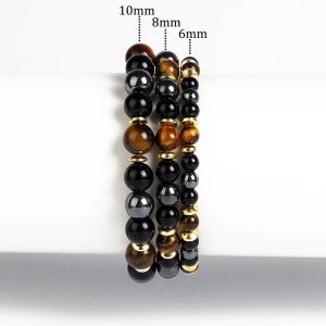 Strands Doğal kaplan göz obsidian hematit boncuklar bilezikler manyetik sağlık koruması için erkekler kadın ruh mücevher hediyeleri pulsera hombre