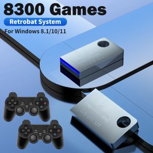 Konsoler Retrobat 64 GB Gaming USB Stick 8300 Retro -spel för PSP/NDS/DC/SNES/GBA -spel USB -enhet för PC/Windows handhållen spelkonsol