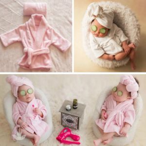 Sets Newborn Baby Bathrobe Fullmoon Baby Nighty Photography Clothes Match With Baby Bathtub Infant Girl Boy Shoot Accessories