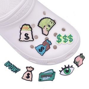 Anime us dollar money charms wholesale childhood memories funny gift cartoon charms shoe accessories pvc decoration buckle soft rubber clog charms