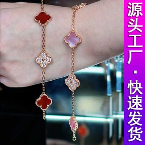 Noble and elegant bracelet popular gift choice High Definition New Fashion Luxury Champagne Gold Red Agate Fritillaria with original vnain cilereft & arrplse