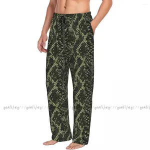 Mäns Sleepwear Mens Casual Pyjama Long Pant Loose Elastic Midjeband Snake Skin Mönster Mysiga hemsalongbyxor