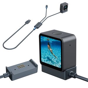 Зарядные устройства New 2 в 1 магнитного зарядного устройства Base Mount USB Typec Cable Cable Adapter для DJI Action 2 Camera Dual Screen Power Combo