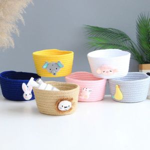 Sepetler 1 PCS Çocuk Oyuncaklar Masaüstü Organizatör Sunrukları Depolama Kutusu Çamaşır Sepetleri 16*9cm Karikatür Hayvanları El Dokuma Sepeti