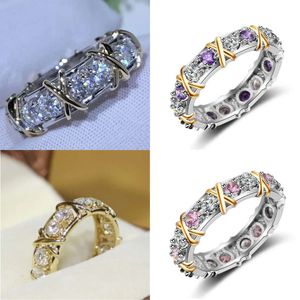 10K Charm Gold 4mm Lab Diamond Ring Sterling Sier Jewelry Engagement Wedding Band Rings for Women Men Party Accessory Gift s