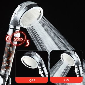 Purifiers 3 Modes Adjustable Shower Head High Pressure Water Saving Tourmaline Balls Filter SPA Switch Button Spray Bathroom Accessories