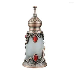 Storage Bottles Antiqued Essential Oil Bottle Refillable Arab Style Empty Dispenser Diffuser Alloy 12ML Glass Sub-packaging