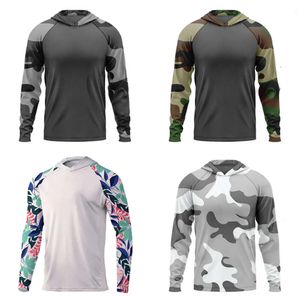 Sun Mens Protection Hooded Tshirts UPF 50 Long Sleeve Quick Dry Breathable Hiking Go Fishing Shirts Uvproof TOPS 240219