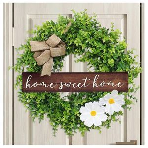 Decorative Flowers Artificial Plants Door Front Ornament Christmas Eucalyptus Small Fresh Name Plate Garland Hanging