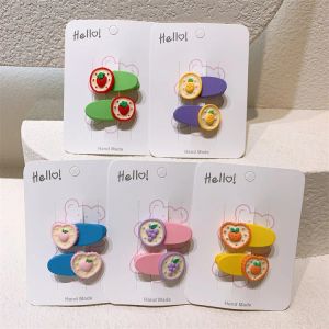 Tillbehör koreanska barns frukt Strawberry Hairpin Little Girl Color Bangs Clip Hair Clip Cute Baby Headwear Par Clip Tic Tac Hair Pins