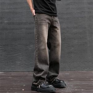 Fashion Men's Jeans Straight-leg Denim Pants Light Grey