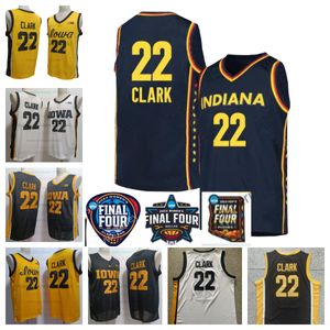 2024 Final Four Maglie 4 Indiana Caitlin Clark Women College Basketball Iowa Hawkeyes 22 Caitlin Clark Jersey Away Away Yellow Black White Navy Men Kid Girl Girl