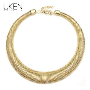 Necklaces UKEN Women Chunky Metal Torques Collar Chokers Necklaces Fashion Jewelry Punk Accessories Statement Necklace Wholesale Gift