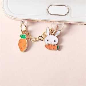 Cell Phone Anti-Dust Gadgets Carrot Rabbit Dust Plug Charm Kawaii Anti Dust Cap Charge Port Plug Type C Dust Protection 3.5MM Jack Stopper For iPhone Y240423