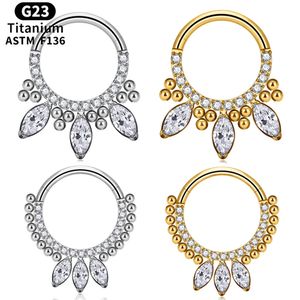 G23 Piercing Daith Helix Tragus Cartilage Conch Clicker Earring CZ 16G Septum Nose Ring Hoop for Women Pierc Jewelry 240423