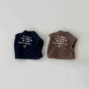 T-shirts 2023 New Baby Sleeveless Vest Jacket Fashion Newborn Letter Print Coat Cotton Infant Toddler Tops Boy Girl Clothes 0-24M H240423