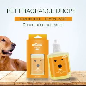 A fragrância de animais de estimação de casas de casas gotas líquido de perfume de animais de estimação para cães e gatos esterilizam e desodorizam o ar purifica o sabor de limão 60ml