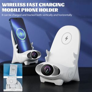 Chargers Universal Mobile Phone Wireless Fast Charger Stand med Cooling Fan Unique Desktop Wireless Charging Holder för iPhone Xaiomi