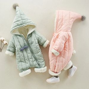 Rockar baby fleece jackor spädbarn barn vinter bomull snöar diagonal dragkedja design nyfödda tjejkläder för pojkar rockar huva mantel