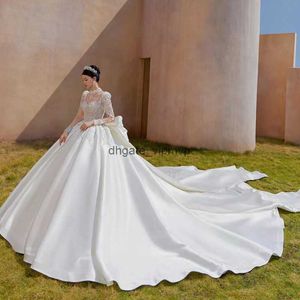 Moderni abiti da sposa in raso a linea 2023 Piete plus size giardino abiti da sposa da sposa da sposa abiti déee sweep sweep treno da paillettes per bling da sposa abiti da mercolette